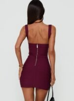 Justina Bandage Mini Dress Plum - Image 5