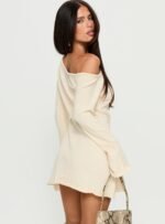 Jaede Off Shoulder Knit Mini Dress Cream - Image 5