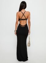 Totema Lace Halter Maxi Dress Black - Image 5
