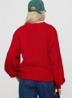 Harmony Balloon Sleeve Knit Jumper Red - Image 5