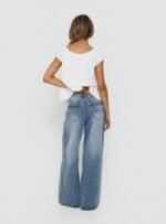 Johnni Floral Printed Low Rise Jeans Mid Wash - Image 5