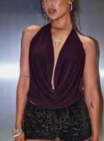 Carefree Days Cowl Neck Top Purple - Image 11