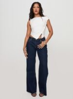 Darla Low Rise Straight Leg Jean Dark Blue Wash Petite - Image 3