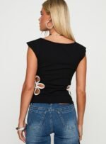 Currents Cut Out Detail Top Black - Image 5