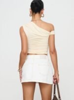 Nicolina Low Rise Denim Mini Skirt Ecru - Image 5