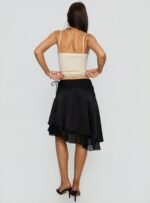 Rosemead Satin Midi Skirt Black - Image 5