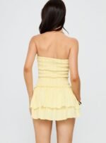 Ayanni Shirred Strapless Mini Romper Yellow - Image 5