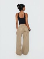 Naylor Mid Rise Wide Leg Jeans Light Brown Wash - Image 5