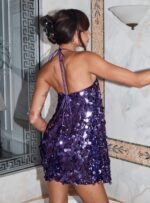 Fluorescents Halter Mini Dress Purple - Image 4