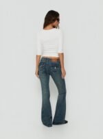 Clynee Ultra Low Rise Bootleg Jeans Dirty Blue - Image 5