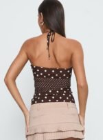 Marguerite Halter Top Brown Polka - Image 5