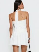 Odela Strapless Drop Waist Mini Dress White - Image 5