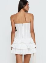Valentia Tiered Mini Dress White - Image 5