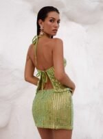 Zelaia Shimmer Mini Skirt Green - Image 6