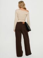 Naylor Mid Rise Wide Leg Jeans Brown - Image 5