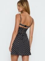 Renaissance Corset Lace Mini Dress Black / White Polka Dot - Image 5