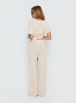 Calisse Knit Wide Leg Trousers Beige - Image 5