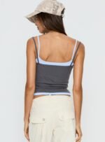 Maeka Layered Jersey Tank Top Grey / Blue - Image 5