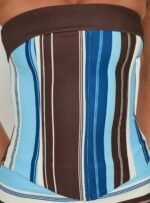 All The Way Strapless Corset Mini Dress Blue Stripe - Image 5