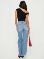 Henesey High Rise Straight Leg Jeans Mid Blue Wash - Image 5