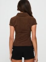 Cottesloe Cord Blouse Top Chocolate - Image 5
