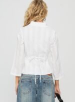Taelynn 3/4 Sleeve Button Up Shirt White - Image 5