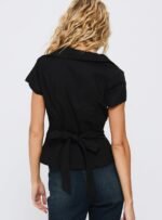Akiyo Button Up Blouse Top Black - Image 4