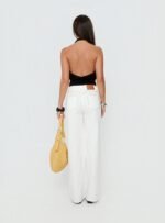 Saving Up Mid Rise Straight Leg Studded Jeans White - Image 5