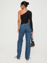 Day Dream Mid Rise Straight Leg Jeans Dark Blue Wash - Image 6