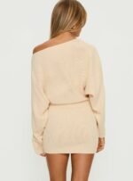 Bellamie Long Sleeve Mini Dress Cream - Image 5