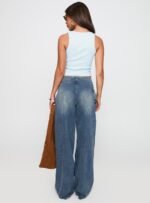 Paltrow Mid Rise Wide Leg Cargo Jeans Mid Blue Wash - Image 5