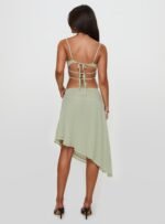Pappilion Asymmetrical Midi Skirt Sage - Image 9