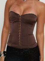 Jazzy Strapless Corset Top Chocolate - Image 6