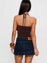 Warna Low Rise Denim Mini Skirt Dark Wash - Image 4