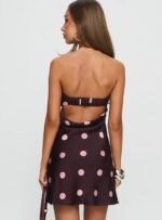 Phillipa Mini Dress Plum / Pink Polka Dot - Image 5