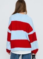 Bastien Crew Neck Knit Jumper Blue / Red - Image 5