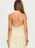 Evaleine Chiffon Cowl Neck Top Baby Yellow - Image 5