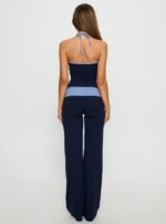 Kobee Jersey Flare Trousers Navy / Light Blue - Image 5