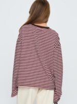 Settle Down Long Sleeve Top Pink / Brown Stripe - Image 5