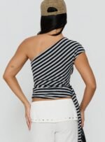 Lost Connection One Shoulder Top Multi Stripe - Image 5