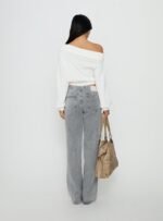 Pipper Asymmetrical Button Up Jeans Grey Wash - Image 5
