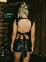 Rhode Faux Leather Mini Skort Onyx - Image 5