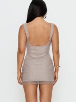 Epiphanies Net Mini Dress Beige Shimmer - Image 5