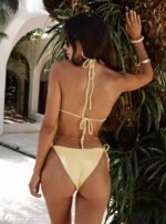 Nevaeh Ribbed Triangle Bikini Top Yellow - Image 8