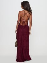Celena Maxi Dress Burgundy Burnout - Image 5