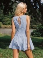 Yennifer Shirred Mini Dress Blue / White - Image 4