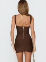Justina Bandage Mini Dress Brown - Image 5
