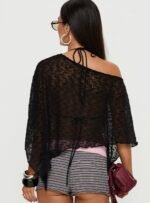 Nelida Sheer Poncho Black - Image 5