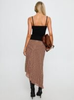 Suella Asymmetrical Midi Skirt Brown Polka Dot - Image 5