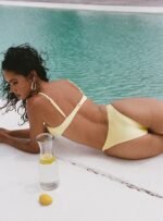 Sadley High Cut Shine Bikini Bottoms Lemon - Image 5